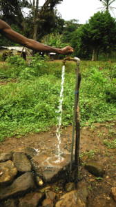 Water flowing in Ebasse-Bajoh, but the structure was poorly constructed due to lack of materials