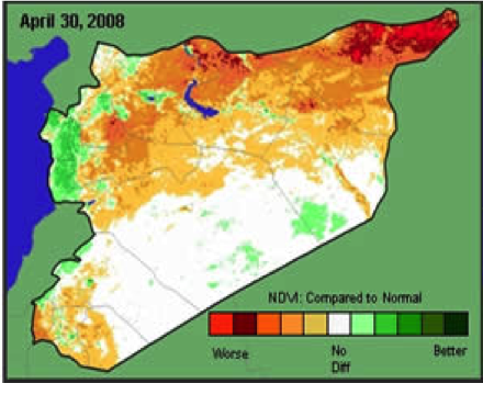 Vegetation index for Syria.  Courtesy: USDA.