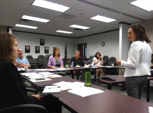 Sanaz explains the successess of NY's state Farmland Protection Program at a stakeholder meeting at the New York Farm Bureau offices. 