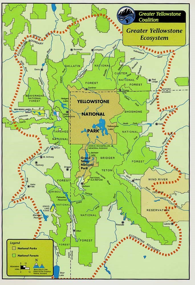 Map of the Greater Yellowstone Ecosystem. Credit: GYC