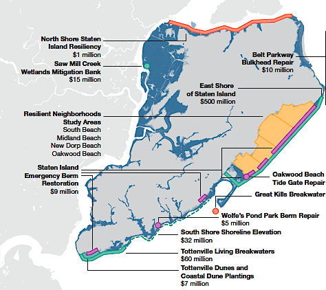 Resilience Projects and their total cost. Staten Island, NY
