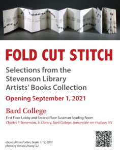 Poster for the Fold-Cut-Stitch collection presented at the Stevenson library.