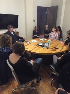 BardMBA students and staff meeting with Etsy's VP of Values and Impact, Matt Stinchcomb