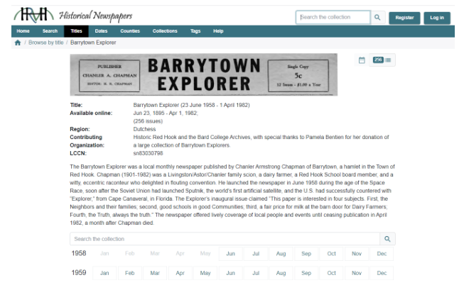 Barrytown Explorer on HRVH.
